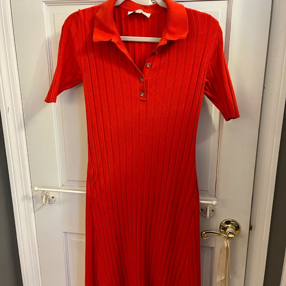 LOFT Orange/Red‎ Maxi Dress M